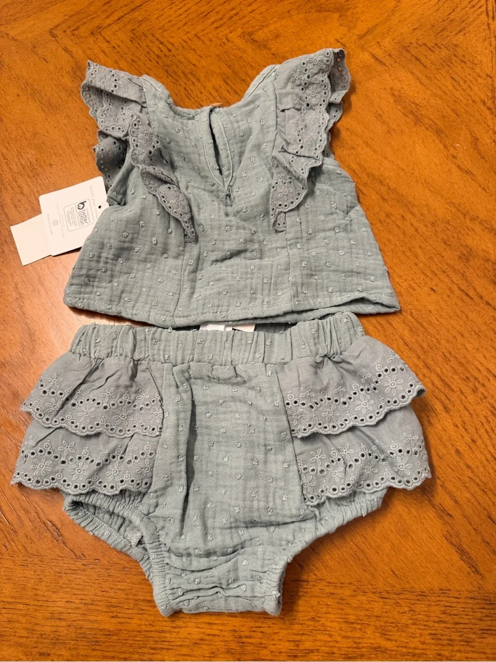Grayson Mini Ruffle Tank & Diaper Cover Set in Sage